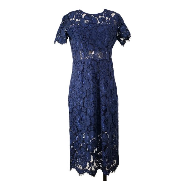 NSR Dresses & Skirts - NSR Nordstrom Lace Midi Short Sleeve Dress Navy L